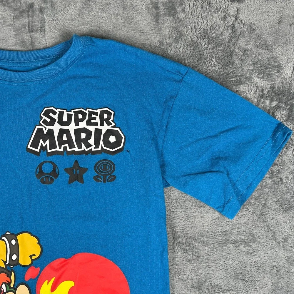Super Mario Boys 2 Piece T-Shirt and Shorts Set Blue Gray Graphic Size 10/12